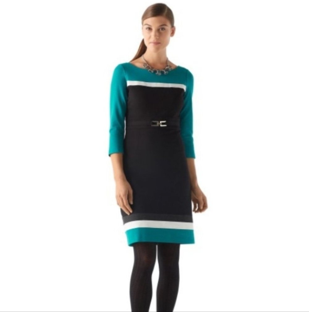 White House Black Market Colorblock Ponte Knit Sheath Dress Sz 4
